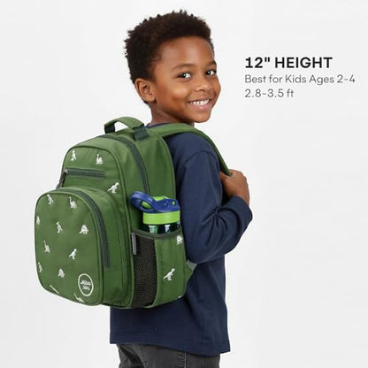 mibasies Toddler Backpacks for Boys 2-4: Quilted Backpack for Preschool Prek Daycare - Cute 12 Inches Bookbag for Little Kids Dinosaur Green - color: Dinosaur Green, style: Toddler-12"h(not Fit Folder)