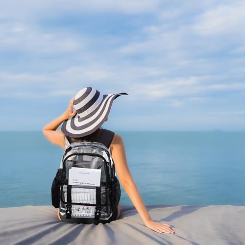 Clear Backpack, Large Clear Bag Stadium Heavy Duty PVC Transparent See Through Backpacks for Boys Girls, College, Work, Navy Blue - color: Navy Blue