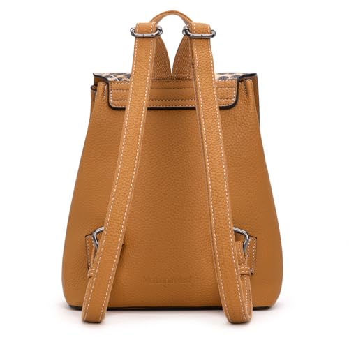 Montana West Brown Leopard Print Small Womens Backpack Purse Vegan Leather Colorblock Mini Backpack for Women Cute Convertible Shoulder Bag - color: Brown Leopard Print