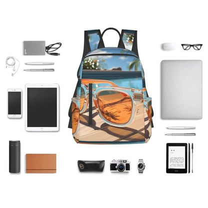 Travel Backpack for Women Men Cartoon Sunglasses Daypack 15 inch Lightweight Computer Bag Casual Back Pack - color: Cartoon Sunglasses