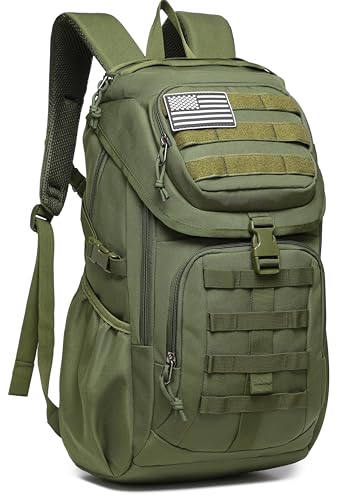 Wotony Tactical Assault Pack Backpack Molle Military Backpack Outdoor Hiking Camping Rucksack Waterproof backpack for men (army green, 25L) - color: Army Green, size: 25L