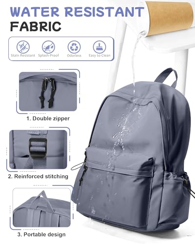 SEAFEW Blue Classic Basic Backpack for Women, Waterproof High School Bookbag, Lightweight Casual Travel Daypack, College Backpack Men, Middle School Bag for Girls Boys - color: Dark Blue Classic