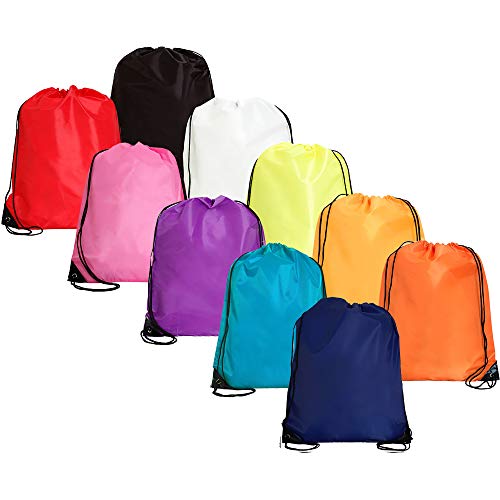 Threadart Drawstring Backpack - Variety Pack of 10 Cinch Sack 15x18.5 | Pack of 10 variety of colors drawstring cinch backpacks, 15"x18.5"; for gym, sports, travel, school & DIY decorating - color: Variety