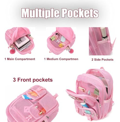 Mesh Backpack for Girls Boys, Heavy Duty Semi-Transparent Mesh Bookbag, Unisex, Pink, Large, Daypack Backpack, 21L, School, Sports, Beach, Travel - color: Pink