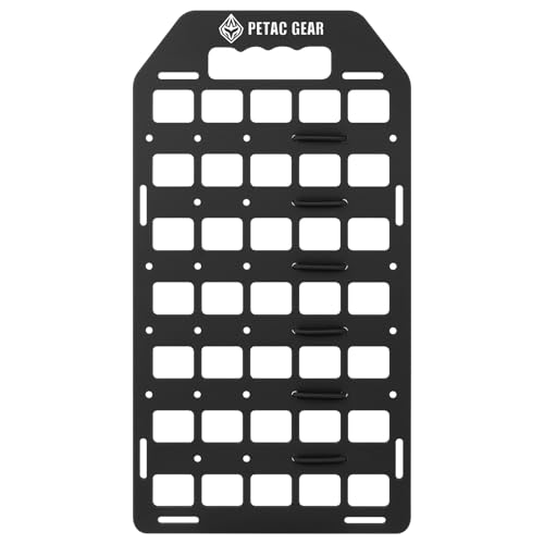 PETAC GEAR Rigid Insert MOLLE Panel Portable Gear Organizer with Carry Handle Backpack Bag Tactical Equipment Storage Pouches Holsters Holder Gun Rack Mount -S - color: BK, size: Small