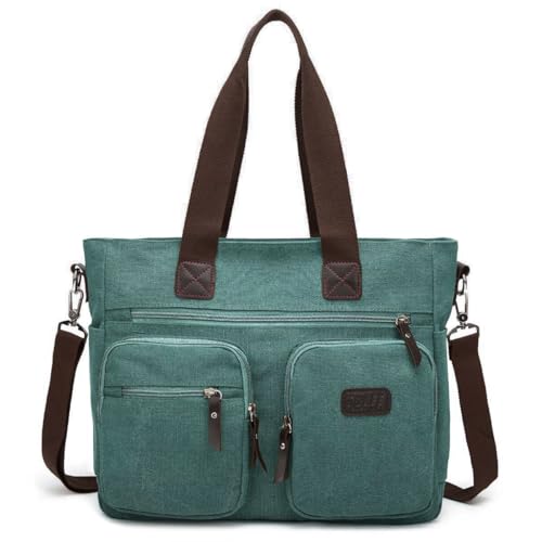 ToLFE Women Top Handle Satchel Handbags Shoulder Bag Messenger Tote Bag Purse Crossbody Bag Travel Work Tote Bag - color: New-green, size: Double handles with 9.1" drop