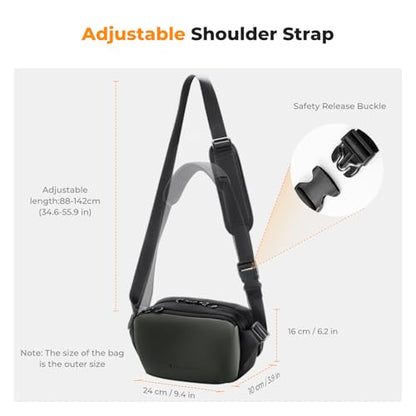 K&F CONCEPT Camera Sling Bag Crossbody Bag Waterproof Camera Shoulder Backpack DSLR/SLR/Mirrorless Camera Case - color: 15 Deep Green Small