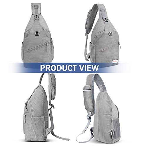 ZOMAKE Sling Bag,Small Crossbody Sling Backpack,Water Resistant Shoulder Daypack for Travel,Anti Thief Chest Bag for Hiking(Grey(Stripe)) - color: Grey(stripe)