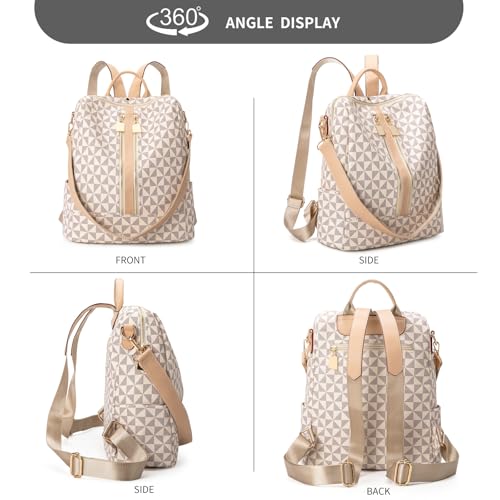 Womens Backpack Purse Leather Anti-theft Large Fashion Designer Travel Backpack Bag Men's Backpack Shoulder Bags - color: C-white