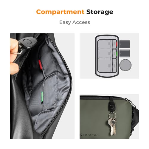 K&F CONCEPT Camera Sling Bag Crossbody Bag Waterproof Camera Shoulder Backpack DSLR/SLR/Mirrorless Camera Case - color: 04 Black+Green Medium