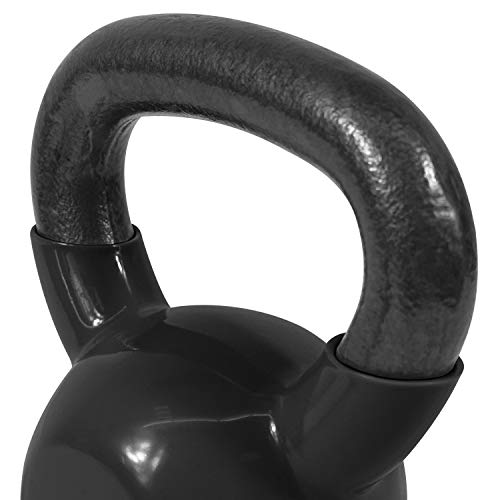Yes4All Kettlebell, Vinyl Coated Kettlebell Cast Iron Sets with Stable Flat Bottom for Full Body Workout, Push up, Grip Strength Training & Weights Exercises - color: Black, style: 5 - 15lb
