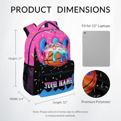 Basketball Backpack for Boys Kids Personalized - Custom Name Girls Backpack Youth Player Drip Design Sports Schoolbag Large Capacity 17" for Kindergarten Elementary - color: Blue
