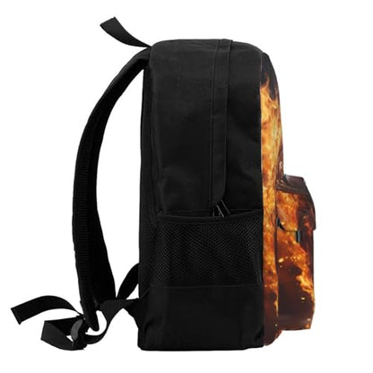Basketball on Fire and Water Flame Splashing Adult Backpack with 15.6" Laptop Sleeve,Lightweight,Travel,BreathableDurable.