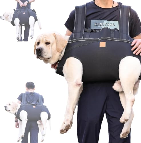 Dog Lift Harness Backpack Carrier for Large Dogs, Full Body Sling with Handle, Dog Harness for Joint Injuries, Arthritis, Ideal for Stairs, Elderly Dogs (Black 2XL 50-66 LBS) - size: Black XX-Large 50-66 LBS