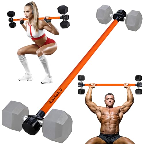 Yoga Stick, Upgraded 5ft Sturdy Steel Mobility Stick & Dumbbell Converter, Adjustable Equipment for Stretching, Posture Correction, Weightlifting, Bench Presses, Squats & Full-Body Strength Tr