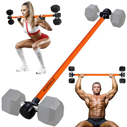 Yoga Stick, Upgraded 5ft Sturdy Steel Mobility Stick & Dumbbell Converter, Adjustable Equipment for Stretching, Posture Correction, Weightlifting, Bench Presses, Squats & Full-Body Strength Tr