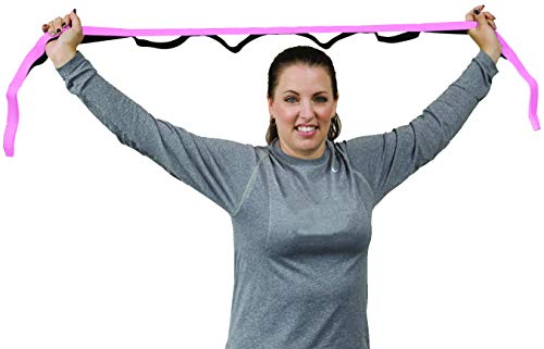 RangeMaster Stretch Strap with Exercise Guide│ Versatile Multi-Loop Strap Perfect for Yoga, Pilates, and Physical Therapy │ Portable │ Helps Improve Flexibility - color: Pink