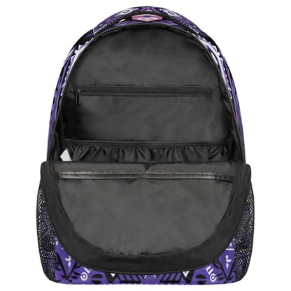 Kids School Backpack Purple Ethnic Aztec Geometric Large Bookbag for Elementary Students Boys Girls Lightweight Travel Casual Daypack Water Resistant Outdoor Hiking Sport Rucksack - color: Purple Ethnic Aztec Geometric