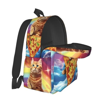 cfpolar 17 Inch Backpack Funny Pizza Cat Rainbow Laptop Bag Shoulder Bag School Bookbag Casual Daypack For Boys Girls - color: A2-funny Pizza Cat