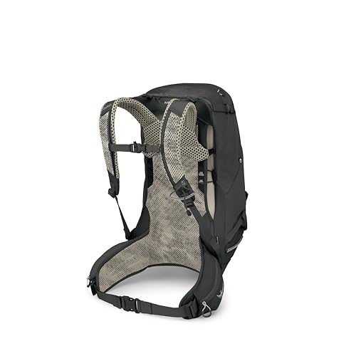 Osprey Stratos 34L Men's Hiking Backpack - Camping Bag with Waterproof Raincover, Bottle Pockets, & Gear Straps, Raven Black - color: Raven Black, style: 34l