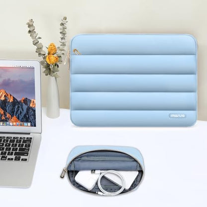 MOSISO Laptop Case 14 inch, 14 inch Puffy Laptop Sleeve Compatible with HP Lenovo Dell ASUS Acer, HP Stream, Dell Latitude, Lenovo IdeaPad, Polyester Horizontal Bag with Small Case, Air Blue - color: Air Blue, size: 14 inch