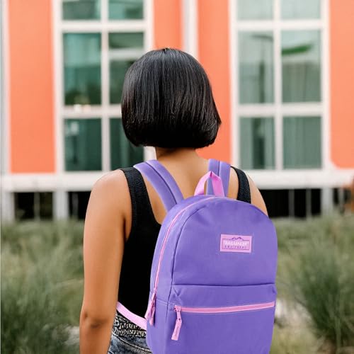 Trail maker Classic 17 inch Backpacks with Adjustable Padded Straps | School Backpacks for Girls, Boys (Purple) - color: Purple