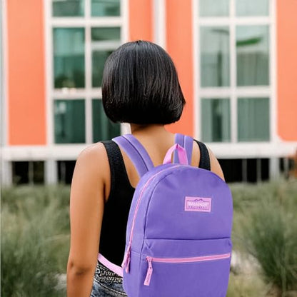 Trail maker Classic 17 inch Backpacks with Adjustable Padded Straps | School Backpacks for Girls, Boys (Purple) - color: Purple