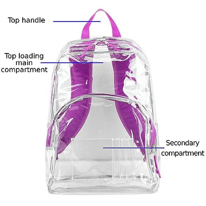 Eastsport Clear Backpack Stadium Approved See Through Transparent Heavy Duty with Padded Adjustable Straps (Clear/Purple/Splatter) - color: Clear/Purple/Splatter