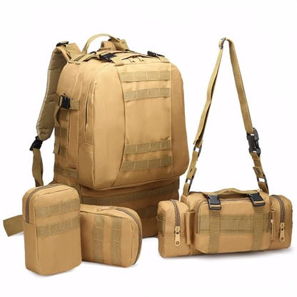 Military Tactical Backpack for Men 60L Waterproof Bug Out Bag Survival Rucksack Go Bag Emergency Molle System Army 3 Day Assault Pack for Hiking Hunting Camping Tan - color: Tan