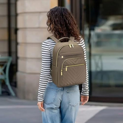 GAEKEAO Laptop Backpack Purse for Women 15.6 Inch Travel Computer Bags Fashion Casual Daypacks for Work College Business Khaki - color: Brown