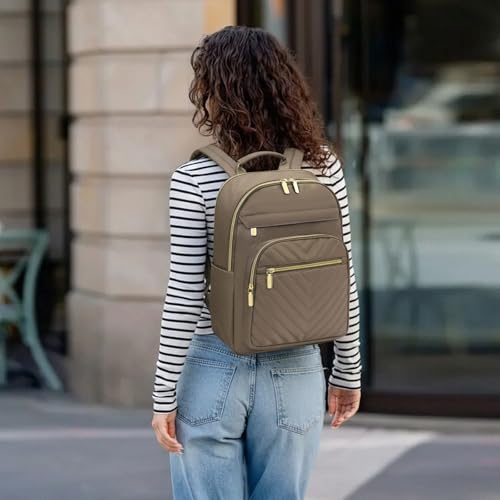 GAEKEAO Laptop Backpack Purse for Women 15.6 Inch Travel Computer Bags Fashion Casual Daypacks for Work College Business Khaki - color: Brown