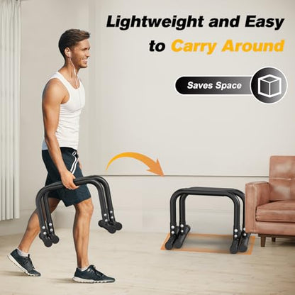 RELIFE REBUILD YOUR LIFE Dip Station Functional Heavy Duty Dip Stands Fitness Workout Dip bar Station Stabilizer Parallette Push Up Stand - color: Black-03