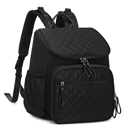 LORADI Lightweight Diaper Bag Backpack, Baby Shower Gifts, Black | Stroller Clips, Insulated Pockets, Water-resistant, Easy to Clean, Durable - color: Black