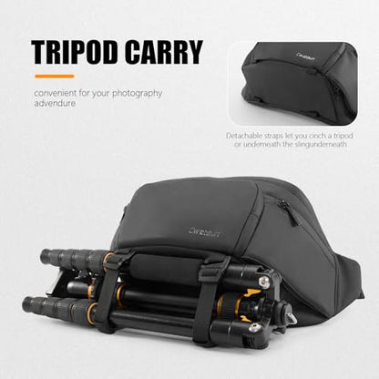 Cwatcun Waterresist Camera Waist Pack，Compact Crossbody Sling Bag for DSLR/SLR/Mirrorless Cameras - size: Large