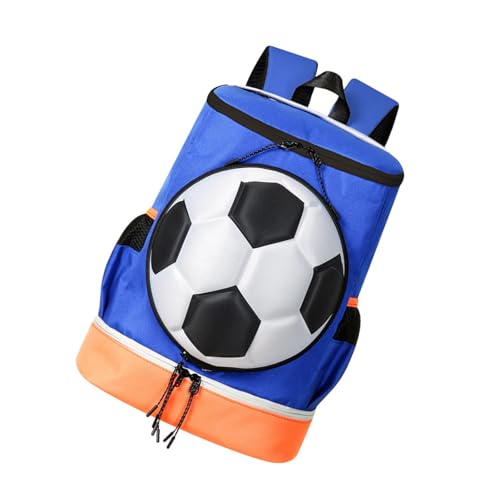 Soccer Backpack with Compartment for Shoes And Ball Holder for Travel And Gym - color: Blue Orange