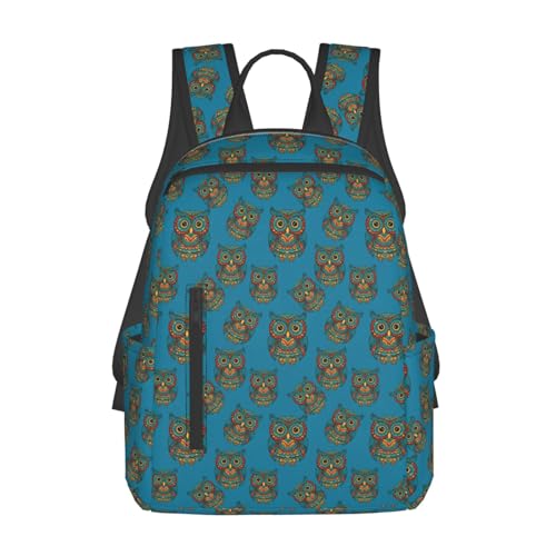 Anti Scratch Polyester Backpack Owl Print Boho Ethnic, Smooth Surface Multipurpose Travel Pack for All Weather Daily Use Unisex - color: Picture (824)