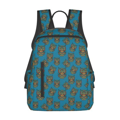 Anti Scratch Polyester Backpack Owl Print Boho Ethnic, Smooth Surface Multipurpose Travel Pack for All Weather Daily Use Unisex - color: Picture (824)