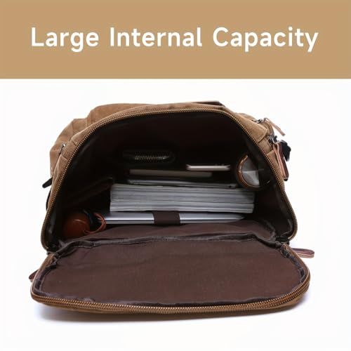 Kamlui Laptop Backpack for Men 15.6-inch Travel - Satchel Purse Computer Case Laptop Bag Large Capacity Haking Weekender Fashion Canvas Khaki - color: Khaki-501