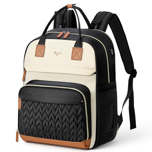 Diaper Bag Backpack - Extra Large Diaper Backpack for 2 Kids Twin, Travel Baby Bags for Mom Dad 25-37L Expandable with Changing Pad, Quilted Beige Black - color: Quilted_beige Black