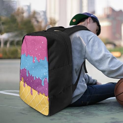 18.5in Basketball Backpack Basketball Bag with Shoe Compartment & Ball Holder, Waterproof Bag for Soccer Volleyball - color: Layered Ice Cream Print