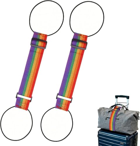 2 Pack Adjustable Luggage Connector Straps 2026 Elastic Travel Suitcase Add-A-Bag Fastening Belt, Multi-Use Strong Travel Luggage Connection Belt for Easy Travel (Colourful-2pc) - color: Colourful-2pc