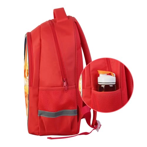 ZRENTAO Kids Backpack, 3D Reflective Cartoon, 600D Polyester & Dual Zippers, 17" Bookbag with Ergonomic Design for boys & girls age 6-18, Fox Space Style for school Children Kids - color: 22#redfox