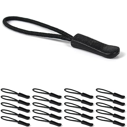Red Snail 20Pack Zipper Pull Replacement, Paracord Zipper Pulls Extender for Backpack, Luggage, Jackets, Boots, Pants, Coats, Suitcases - Universal Fit Tactile Rubber Grip (Black) - color: 20PCS Black