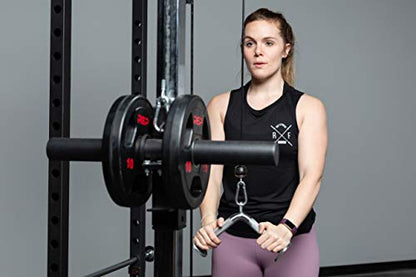 REP Fitness LAT Pulldown and Low Row Cable Machine Attachments and Functional Trainer Attachments – Curl Bar, D-Handle, Ankle Cuff, Tricep Rope, Sports Handle, Straight Bar, Row, Chinning Triangle - style: Tricep Pressdown Bar