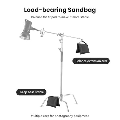 4 Pack Sandbags with 8 Bags & 4 Hooks, Heavy Duty Weight Bags for Stabilizing Stands, Photo Studio Equipment, Tripod, Backdrop Support, Canopy, Tent Base (Empty Sand Bags)