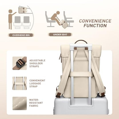 Women Laptop Backpack Computer Backpacks Carry On Waterproof backpack Fits 14Inch Notebook Travel Commute College (Apricot) - color: Elegant Apricot, size: 14 Inch