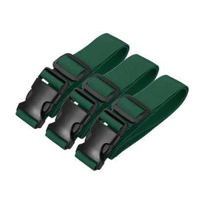 PATIKIL Utility Straps with Quick Release Buckle, (1 Inch x 2 Feet, Dark Green) (3 Pcs) Adjustable Luggage Polyester Straps Backpack Webbing, Suit for Sleeping Bag/Camping/Hiking - color: Dark Green, size: 1 Inch x 2 Feet
