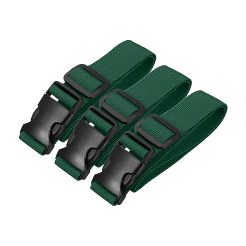 PATIKIL Utility Straps with Quick Release Buckle, (1 Inch x 2 Feet, Dark Green) (3 Pcs) Adjustable Luggage Polyester Straps Backpack Webbing, Suit for Sleeping Bag/Camping/Hiking - color: Dark Green, size: 1 Inch x 2 Feet