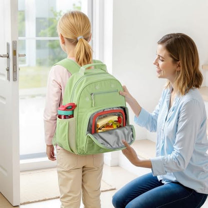 mibasies Girls Backpacks Ages 5-8: Quilted Backpack for Kids - Cute 15 Inches Bookbag for Kindergarten Elementary School Daisy Green - color: Daisy Green, style: Kids-15"h
