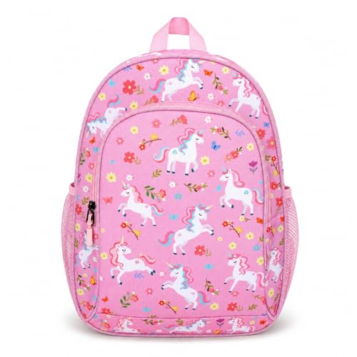Pink Unicorn Backpack for Girls Ages 6-8 Kids School Backpack for Girls Bookbag for Elementary School Kindergarten with Chest Strap - color: Unicorn Floral